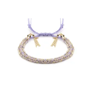 Gold Vermeil Chain and "Lila" Silk Woven Bracelet